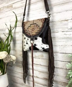 Myra Handbags & Wallets Buckaroo Cowhide & Fringe Crossbody Handbag