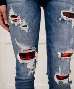 Ave Shops Bottoms & Jeans Buffalo Plaid Peek-A-Boo Skinnies