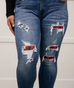 Ave Shops Bottoms & Jeans Buffalo Plaid Peek-A-Boo Skinnies