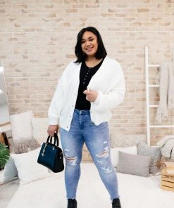 Ave Shops Clothing Buttoned Up Babe Sweater In Ivory