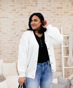 Ave Shops Clothing Buttoned Up Babe Sweater In Ivory