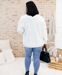 Ave Shops Clothing Buttoned Up Babe Sweater In Ivory