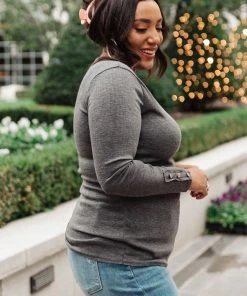 Ave Shops By The Fireplace Thermal Top In Charcoal Clothing