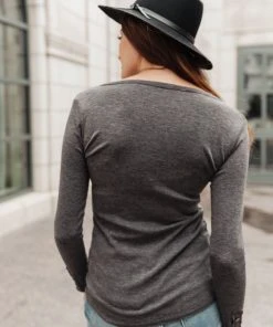Ave Shops By The Fireplace Thermal Top In Charcoal Clothing