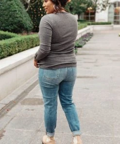 Ave Shops By The Fireplace Thermal Top In Charcoal Clothing