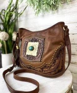 American Darling Brown Vintage Gold Conceal Carry Crossbody