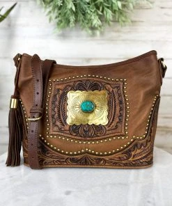 American Darling Brown Vintage Gold Conceal Carry Crossbody