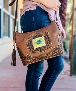 American Darling Brown Vintage Gold Conceal Carry Crossbody