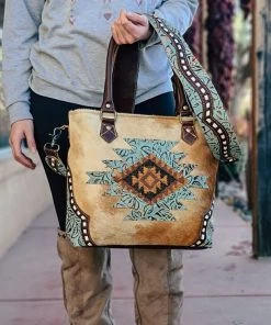 Myra Clementine Aztec Cowhide Tote Handbag