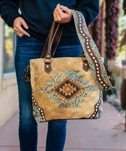 Myra Clementine Aztec Cowhide Tote Handbag