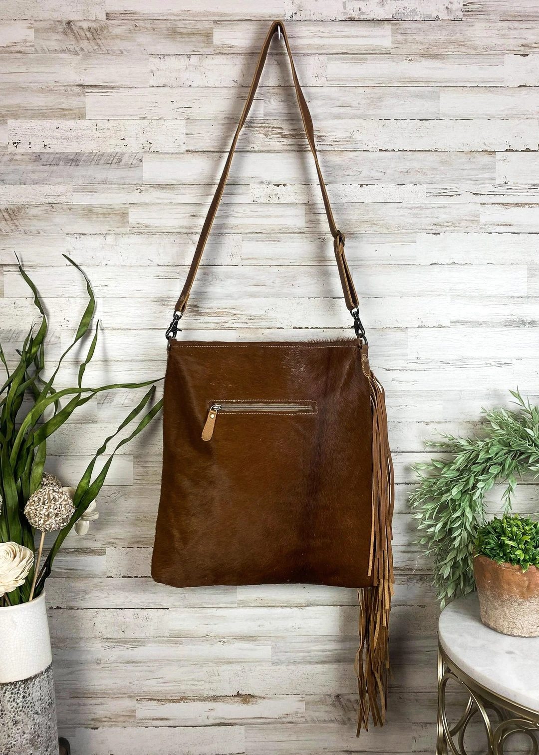 Myra Hand Tooled Brown & White Cowhide Handbag | Stylish Leather Bag | MEGA SALE 12 Myra Hand Tooled Brown & White Cowhide Handbag