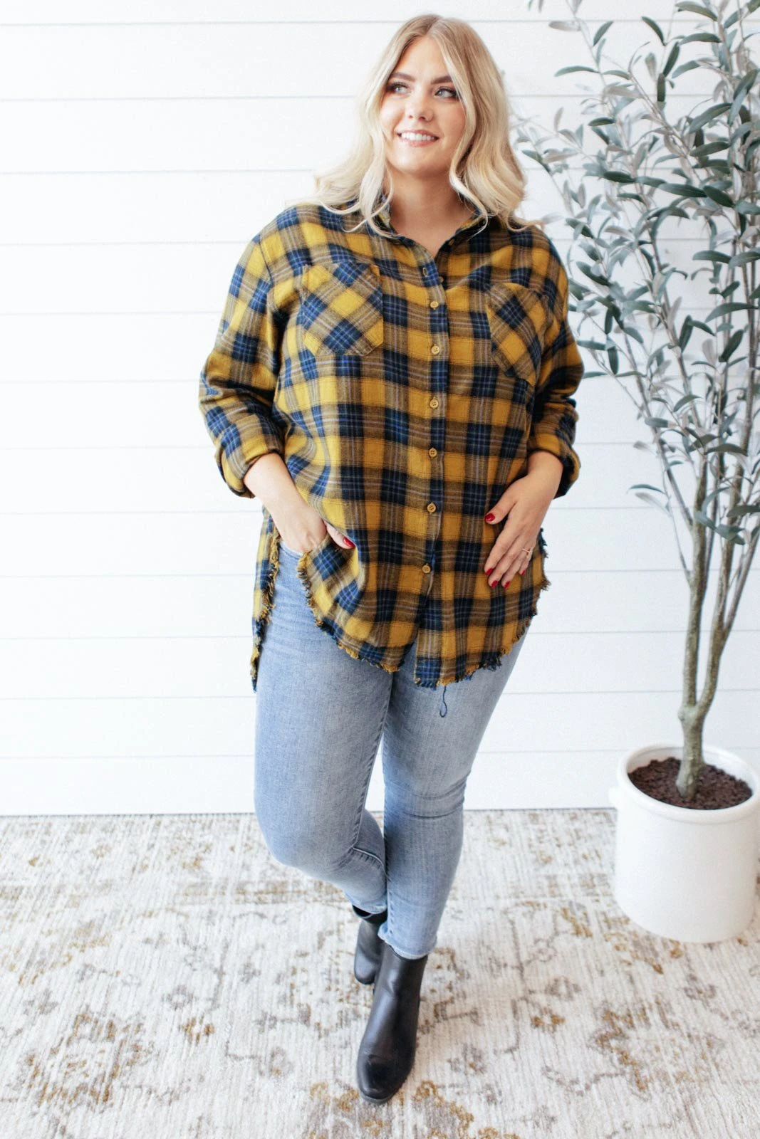 Ave Shops Long Sleeve Plaid Button Up Top | Cabin Views Design | Women's Casual Blouse 10 Ave Shops Long Sleeve Tops Cabin Views Plaid Button Up Top