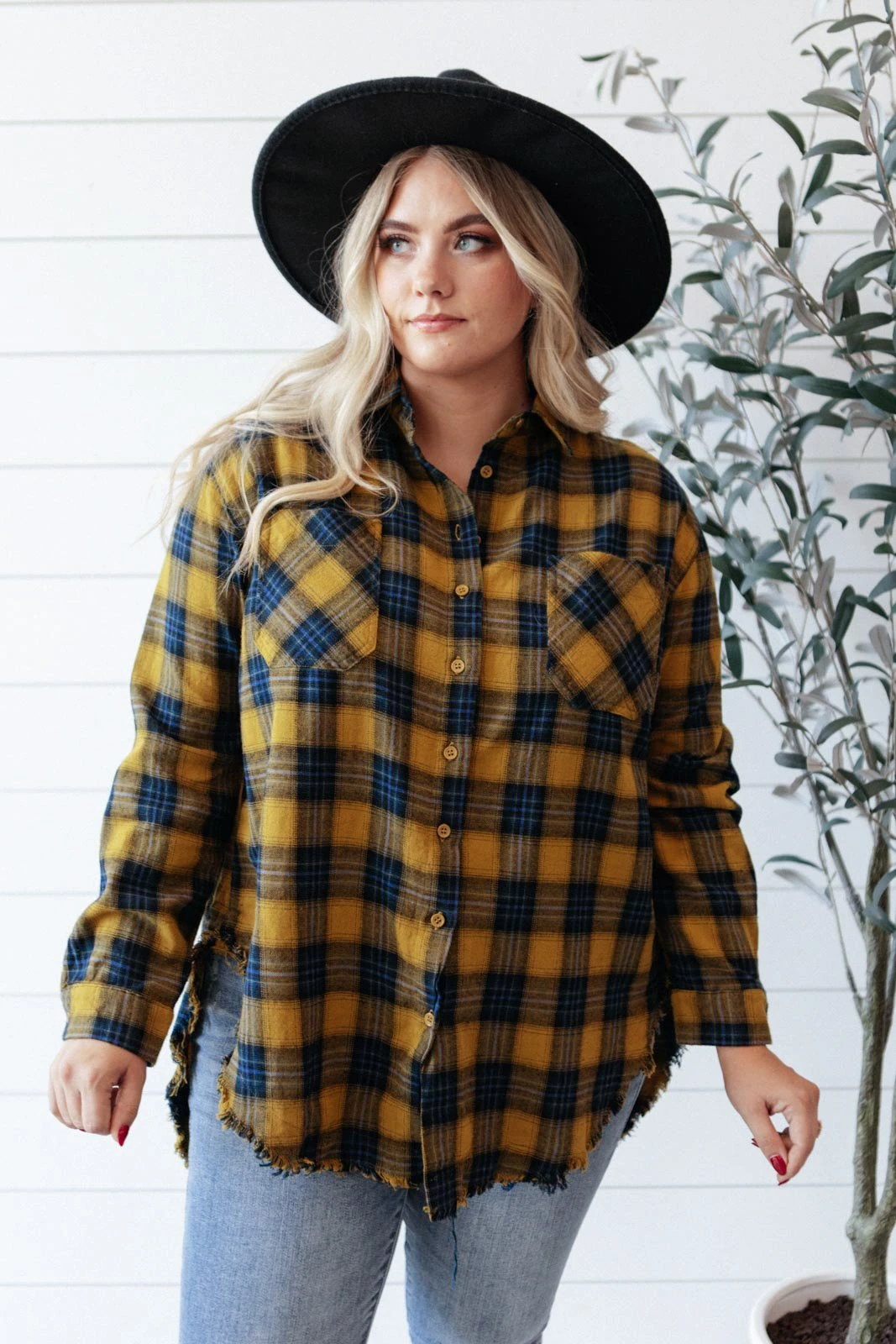 Ave Shops Long Sleeve Plaid Button Up Top | Cabin Views Design | Women's Casual Blouse 5 Ave Shops Long Sleeve Tops Cabin Views Plaid Button Up Top
