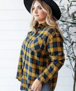 Ave Shops Long Sleeve Tops Cabin Views Plaid Button Up Top