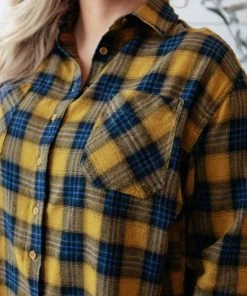 Ave Shops Long Sleeve Plaid Button Up Top | Cabin Views Design | Women's Casual Blouse 24 Ave Shops Long Sleeve Tops Cabin Views Plaid Button Up Top