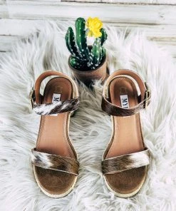Myra Caliente Brown & White Cowhide Heel Sandals