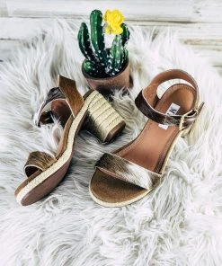 Myra Caliente Brown & White Cowhide Heel Sandals