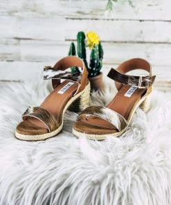Myra Caliente Brown & White Cowhide Heel Sandals
