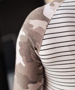 Ave Shops Long Sleeve Tops Camo & Stripes Raglan Top