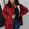 Ave Shops Campfire Buffalo Plaid Jacket In Black/Red Long Sleeve Tops