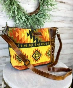 Sixtease Canary Yellow Aztec Crossbody