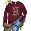 The Cinchy Cowgirl Cardinal Red Eat Tacos Long Sleeve Graphic Tee