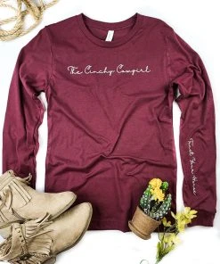 The Cinchy Cowgirl Clothing Cardinal Red Trust Your Horse Long Sleeve Graphic Tee