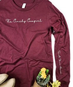 The Cinchy Cowgirl Clothing Cardinal Red Trust Your Horse Long Sleeve Graphic Tee