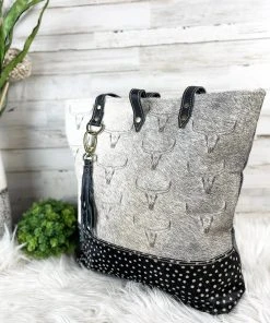 Bbags Caressa Skull Cowhide Tote Handbag