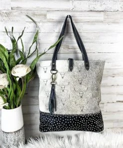 Bbags Caressa Skull Cowhide Tote Handbag