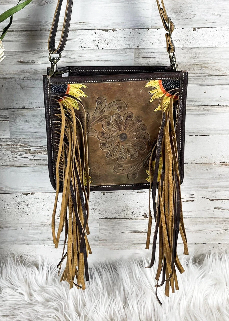 Bbags Catalina Tooled Fringe Crossbody Handbag - Stylish Leather Purse for Women 5 Bbags Catalina Tooled Fringe Crossbody Handbag Handbags & Wallets