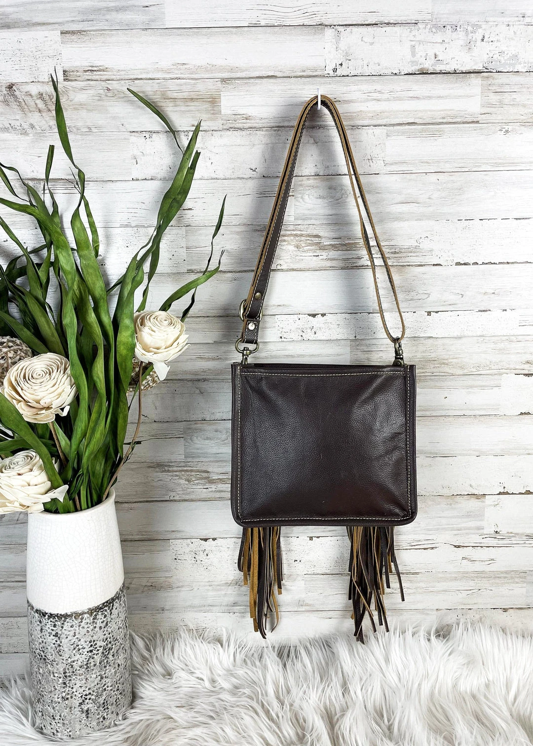 Bbags Catalina Tooled Fringe Crossbody Handbag - Stylish Leather Purse for Women 6 Bbags Catalina Tooled Fringe Crossbody Handbag Handbags & Wallets