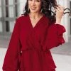 Ave Shops Catch Me There Burgundy Long Sleeve Blouse - Stylish Women's Top 2 Ave Shops Catch Me There Blouse In Burgundy Clothing