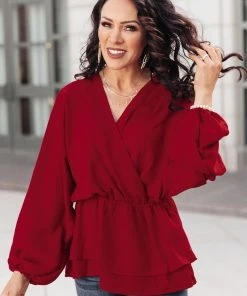 Ave Shops Catch Me There Blouse In Burgundy Clothing