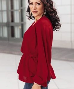 Ave Shops Catch Me There Burgundy Long Sleeve Blouse - Stylish Women's Top 22 Ave Shops Catch Me There Blouse In Burgundy Clothing