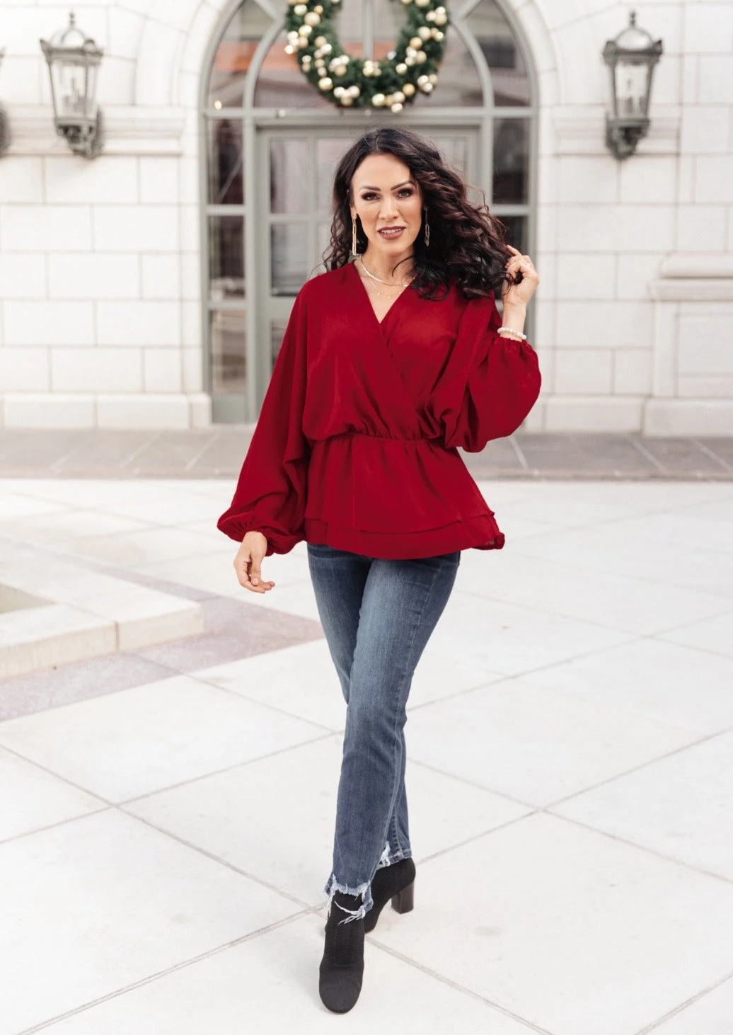 Ave Shops Catch Me There Burgundy Long Sleeve Blouse - Stylish Women's Top 4 Ave Shops Catch Me There Blouse In Burgundy Clothing