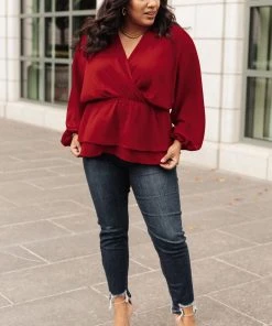 Ave Shops Catch Me There Burgundy Long Sleeve Blouse - Stylish Women's Top 17 Ave Shops Catch Me There Blouse In Burgundy Clothing