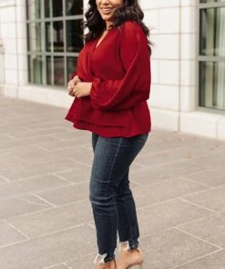 Ave Shops Catch Me There Burgundy Long Sleeve Blouse - Stylish Women's Top 23 Ave Shops Catch Me There Blouse In Burgundy Clothing