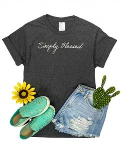 The Cinchy Cowgirl Charcoal Simply Blessed Short Sleeve Graphic Tee