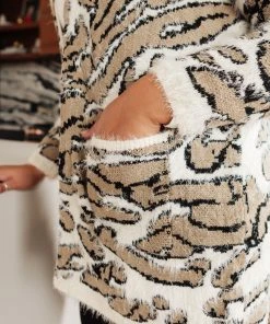 Ave Shops Cheetah Print Cardigan for Women - Ivory & Taupe | Stylish Outerwear 30 Ave Shops Clothing Cheetah Girl Cardigan In Ivory/Taupe