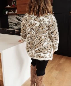 Ave Shops Cheetah Print Cardigan for Women - Ivory & Taupe | Stylish Outerwear 31 Ave Shops Clothing Cheetah Girl Cardigan In Ivory/Taupe