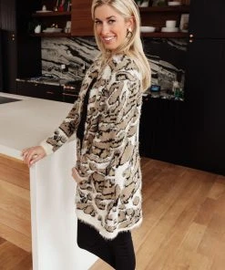 Ave Shops Cheetah Print Cardigan for Women - Ivory & Taupe | Stylish Outerwear 32 Ave Shops Clothing Cheetah Girl Cardigan In Ivory/Taupe