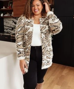 Ave Shops Cheetah Print Cardigan for Women - Ivory & Taupe | Stylish Outerwear 24 Ave Shops Clothing Cheetah Girl Cardigan In Ivory/Taupe