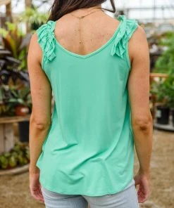 Ave Shops Cherry Girl Tank In Green New Arrivals