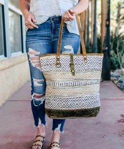 Myra Chevron Rug Tote Handbag