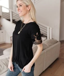Ave Shops Chloé Lace Twist Top In Black Clothing
