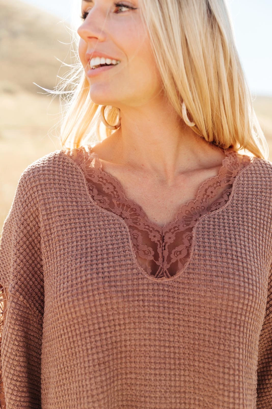 Ave Shops Chloe Lace & Drape Cardigan Sweater in Coco - Elegant Outerwear for Women 8 Ave Shops Cardigans, Sweaters, Outerwear Chloe Lace & Drape Sweater In Coco