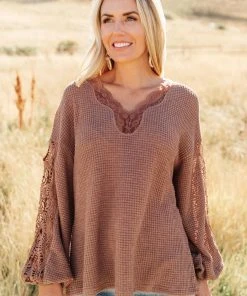 Ave Shops Chloe Lace & Drape Cardigan Sweater in Coco - Elegant Outerwear for Women 30 Ave Shops Cardigans, Sweaters, Outerwear Chloe Lace & Drape Sweater In Coco