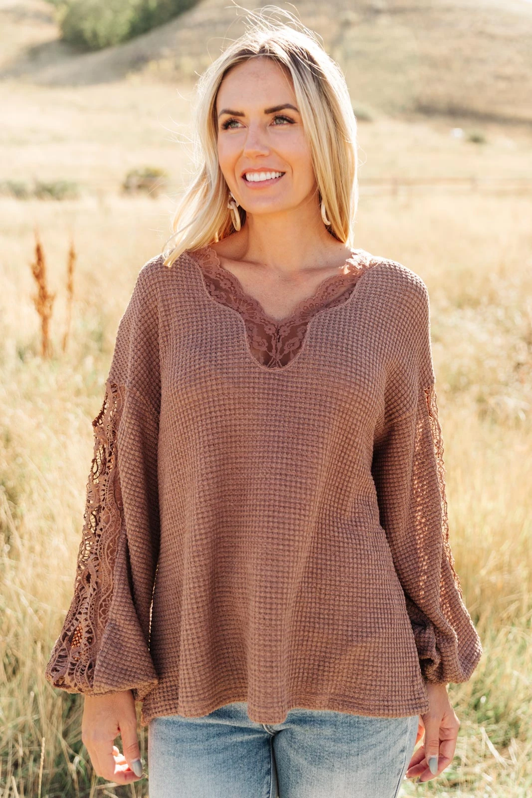 Ave Shops Chloe Lace & Drape Cardigan Sweater in Coco - Elegant Outerwear for Women 11 Ave Shops Cardigans, Sweaters, Outerwear Chloe Lace & Drape Sweater In Coco