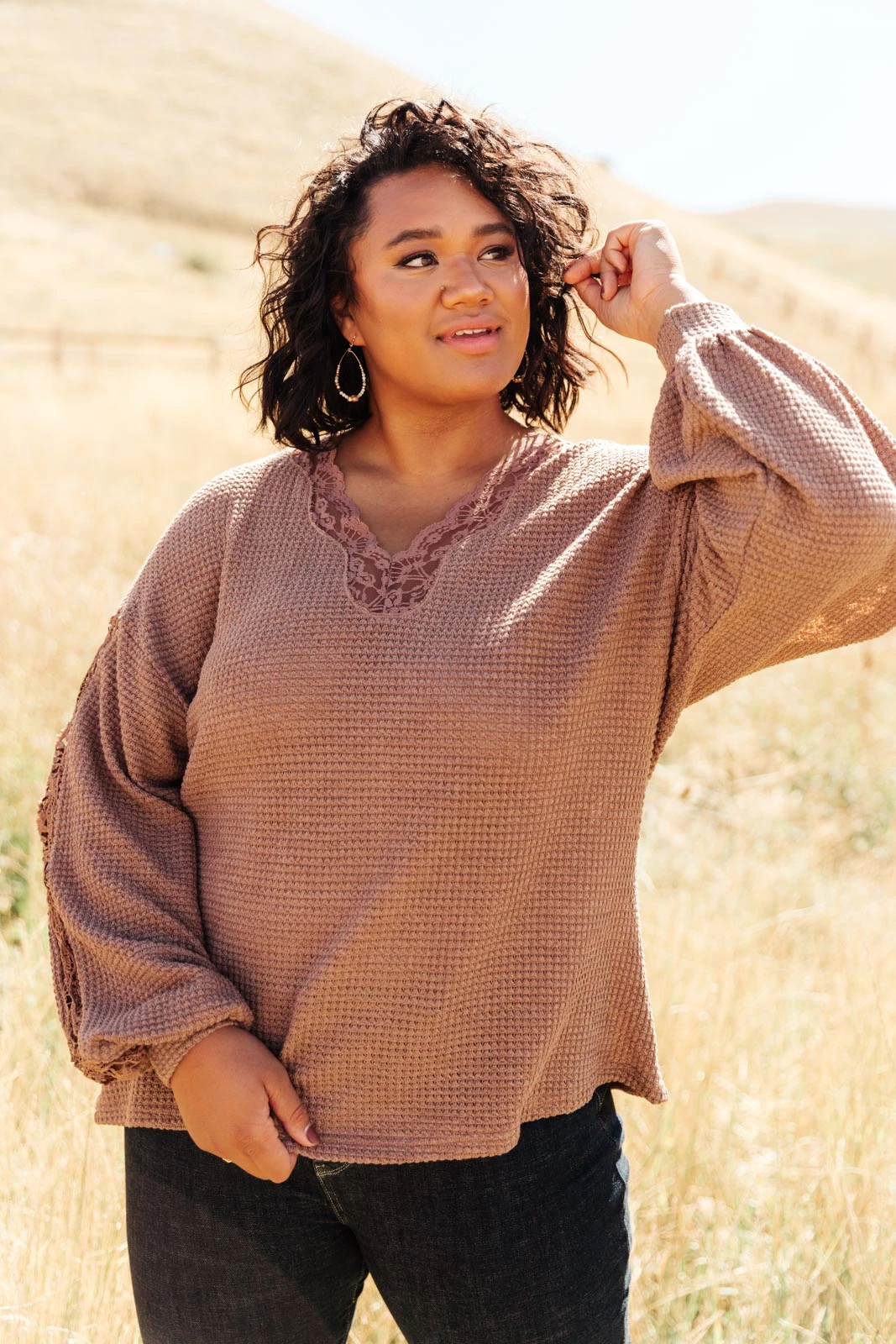 Ave Shops Chloe Lace & Drape Cardigan Sweater in Coco - Elegant Outerwear for Women 14 Ave Shops Cardigans, Sweaters, Outerwear Chloe Lace & Drape Sweater In Coco